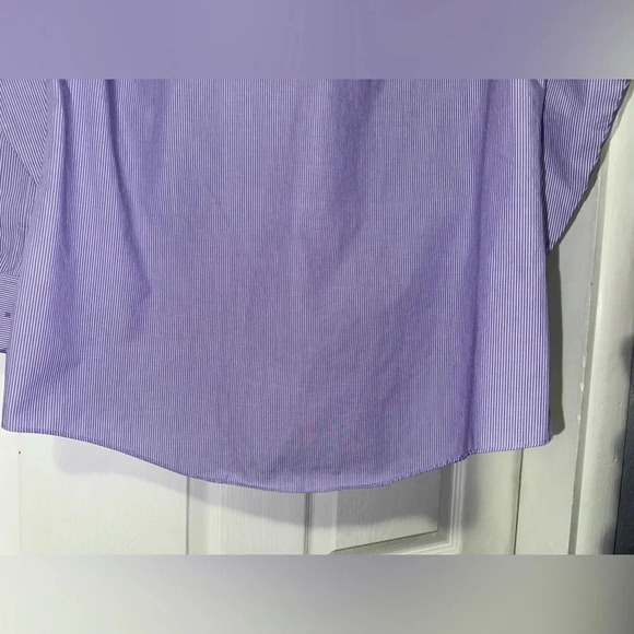 Van Heusen Fitted Button Down Shirt, Purple & White Stripes - Picture 9 of 10